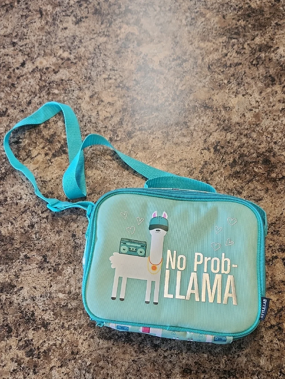 No Prob-llama Kids Teal Crossbody Lunch Bag